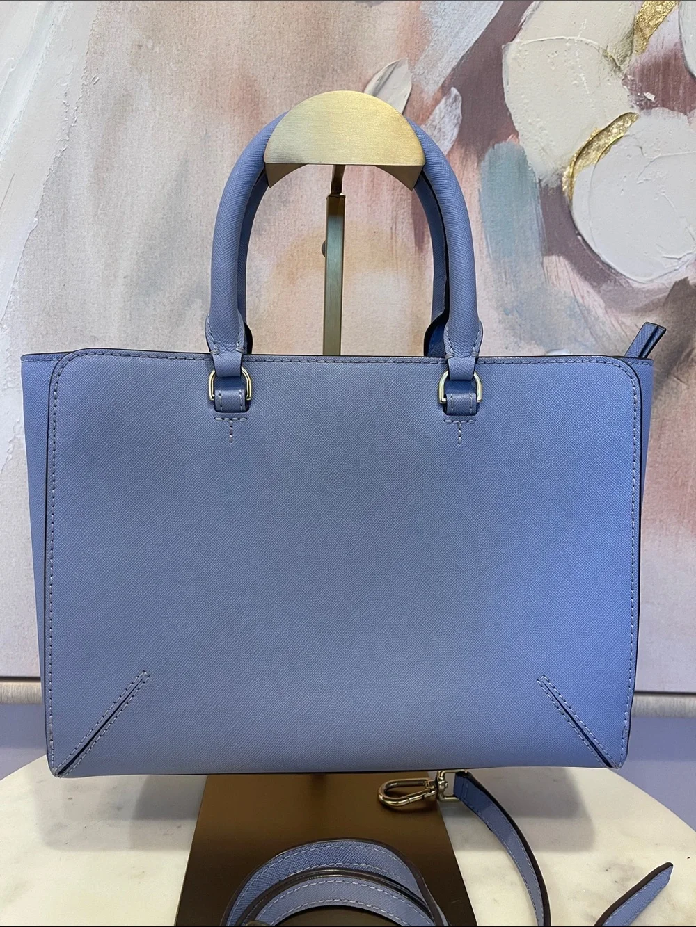 Tory Burch Periwinkle Saffiano Leather Satchel